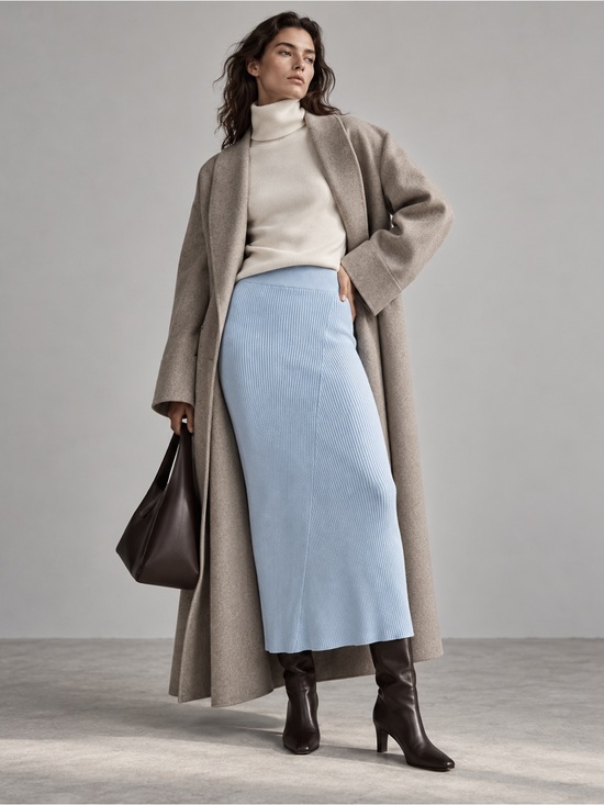 Favorite Daughter Dresses & Skirts - Favorite Daughter Lena Cashmere Cotton Ribbed Midi Skirt Size XL Baby Blue